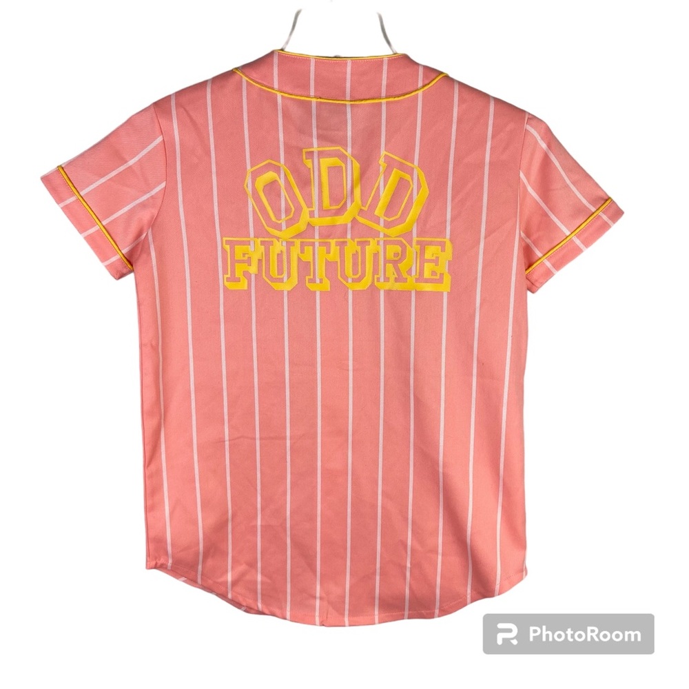 Odd Future Zumiez peach stripes baseball jersey blouse